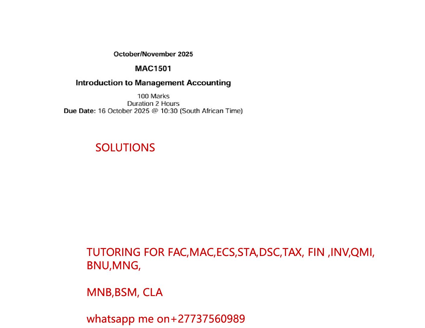 MAC1501 EXAM SEM 2 OF 2025 EXPECTED SOLUTIONS