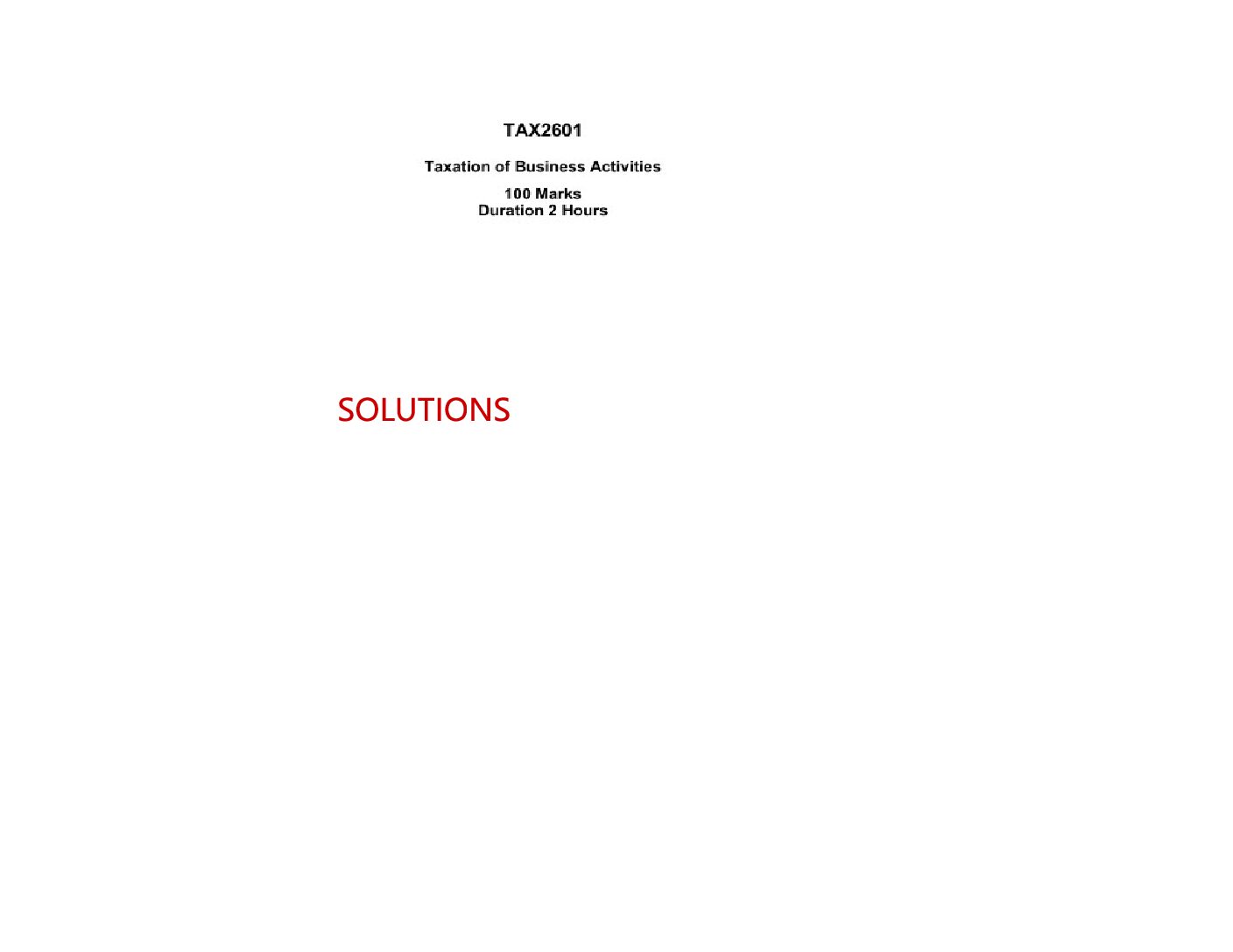 TAX2601 EXAM SEM 2 OF 2025 EXPECTED SOLUTIONS