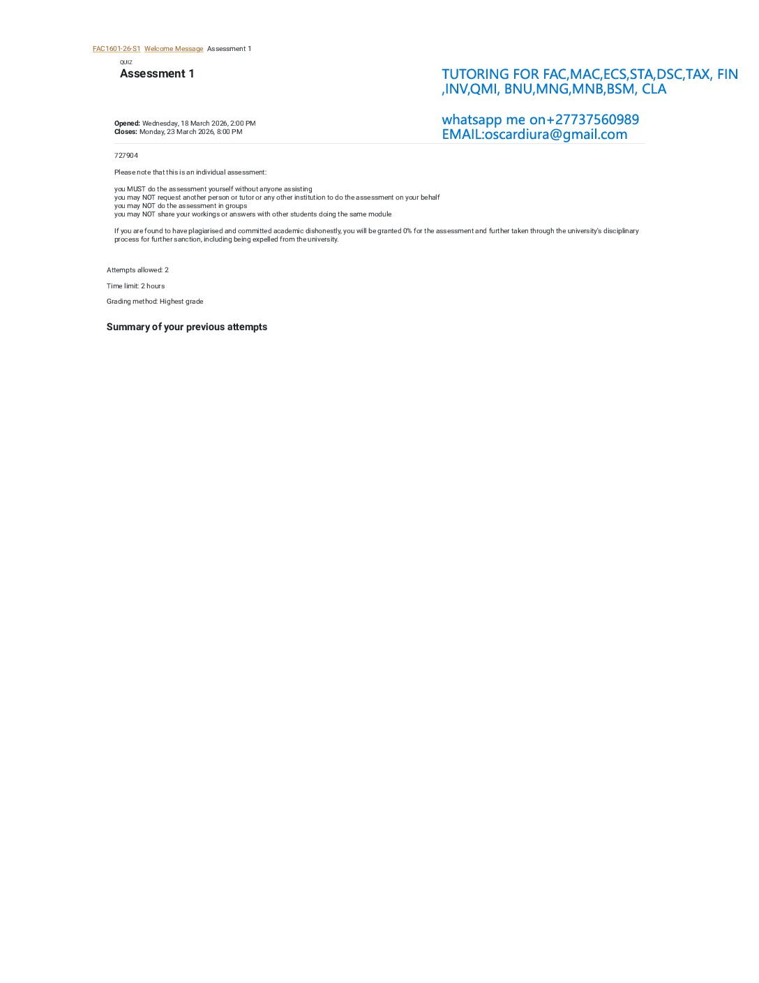 FAC1601 ASSSESSMENT 1 SEM 1 OF 2026 EXPECTED QUESTIONS AND ANSWERS