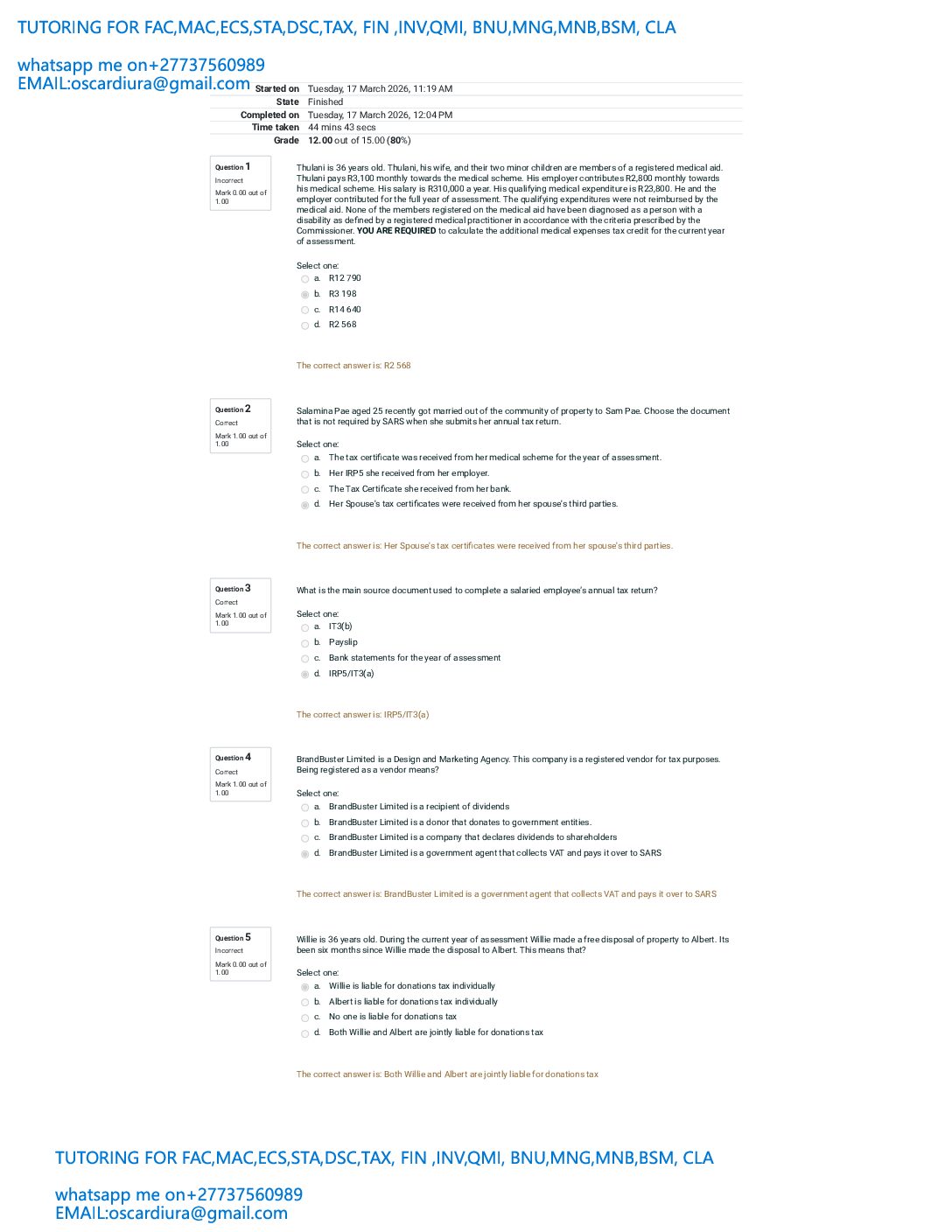 TAX1501 ASSESSMENT 1 SEM 1 OF 2026 EXPECTED QUESTIONS AND ANSWERS