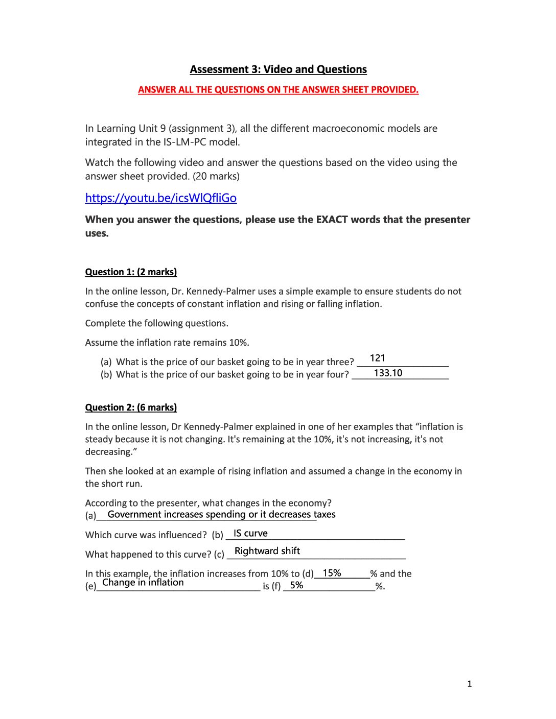 ECS2602 ASSESSMENT 3(video and questions) SEM 1 OF 2026 EXPECTED SOLUTIONS