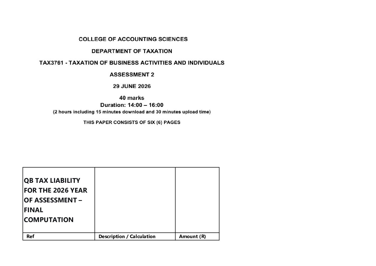 TAX3761 ASSESSMENT 2 OF 2026 EXPECTED SOLUTIONS