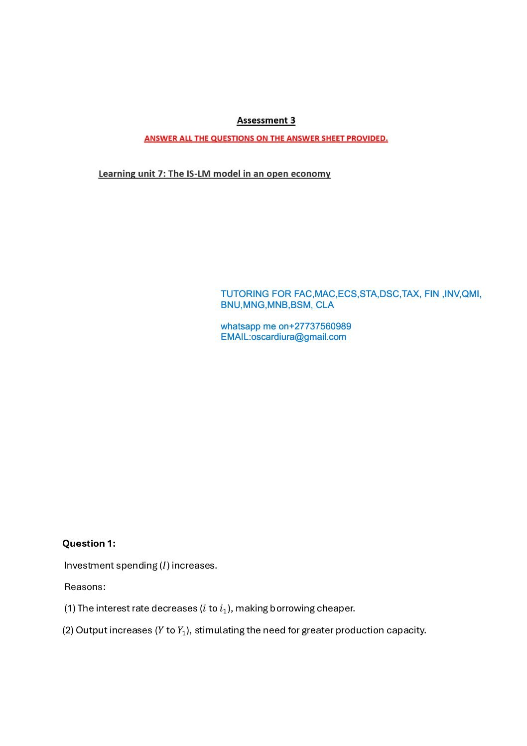ECS2602 ASSESSENT 3 VIDEO QUESTIONS SEM 2 OF 2026 EXECTED SOLUTIONS