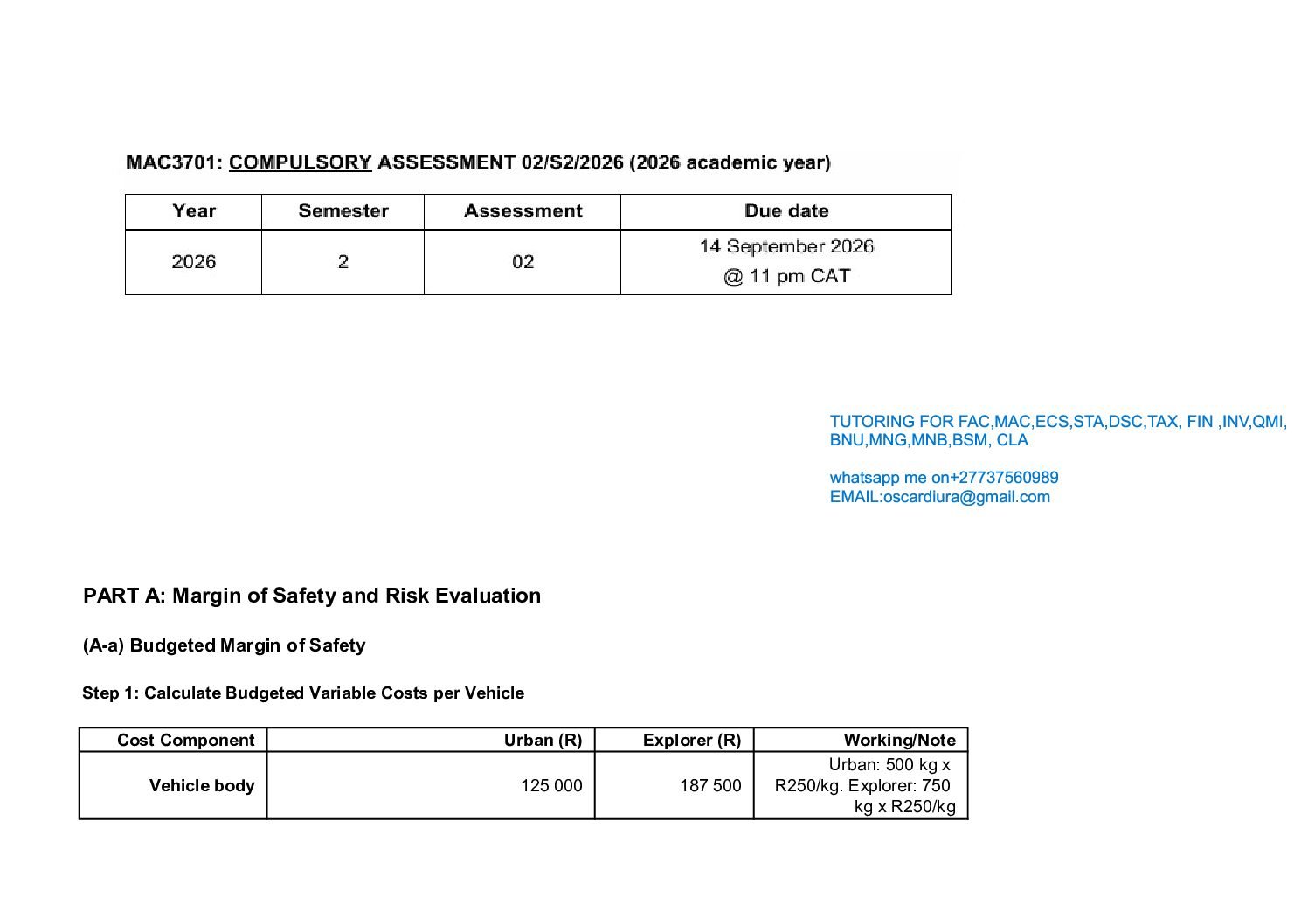 MAC3701 ASSIGNMENT 2 SEM 2 OF 2026 EXPECTED SOLUTIONS