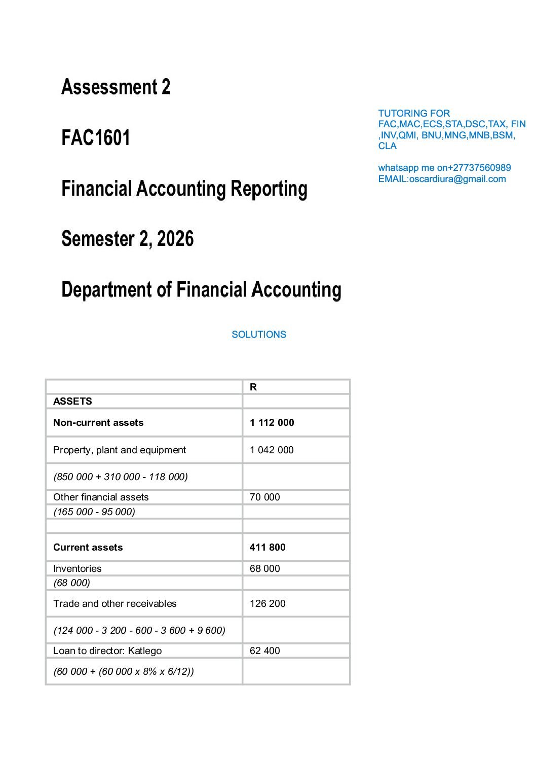 FAC1601 ASSESSMENT 2 SEM 2 OF 2026 EXPECTED QUESTIONS AND ANSWERS
