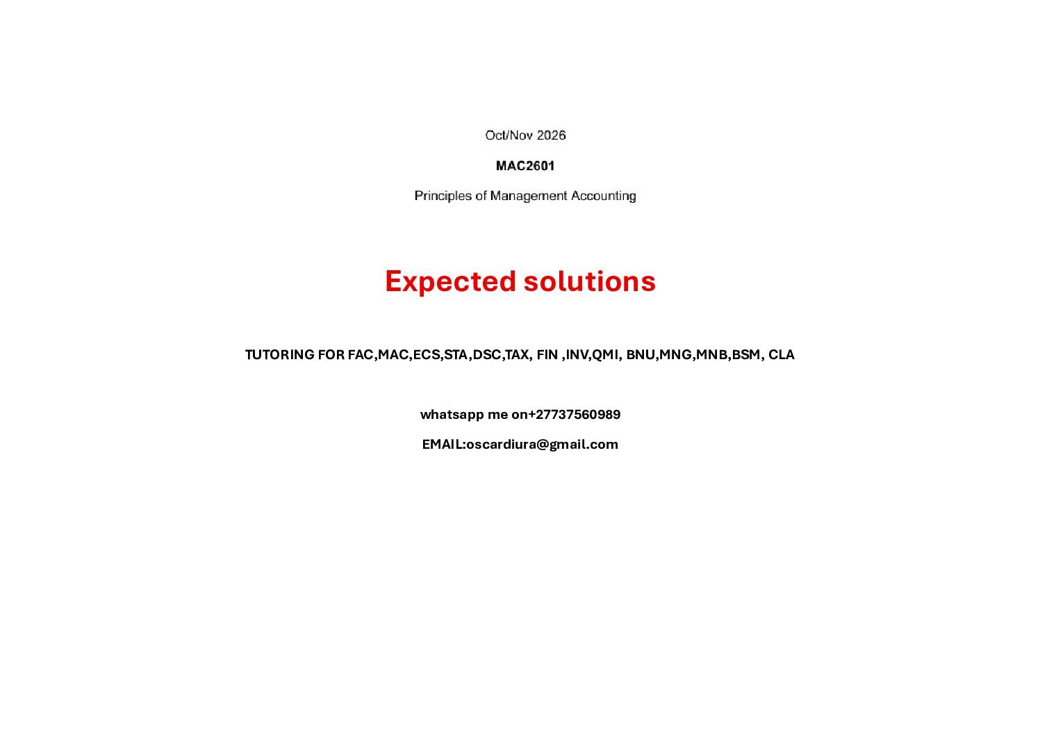 MAC2601 SEM 2 OF 2026 EXAM EXPECTED SOLUTIONS